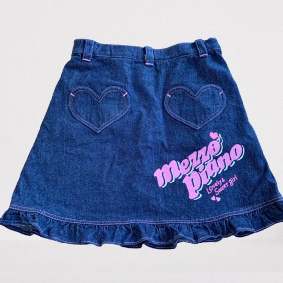 Mezzo Piano StraBerry Denim Skirt Size 130 - Picture 2 of 10